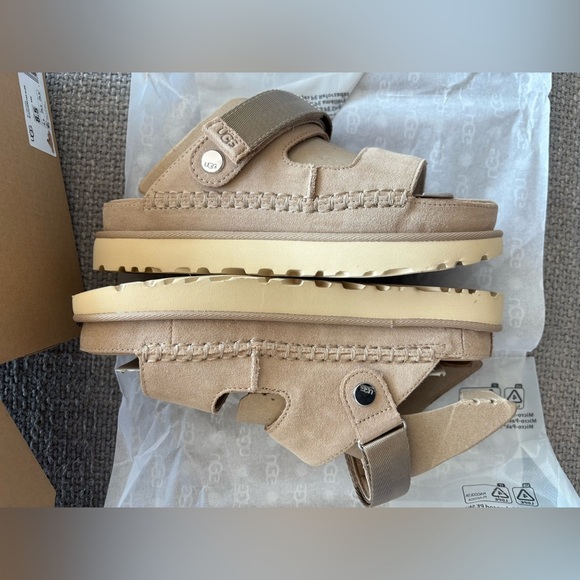 UGG Goldenstar Glide Suede Sandals Size 8.5 SAND(Beige) - Picture 7 of 10